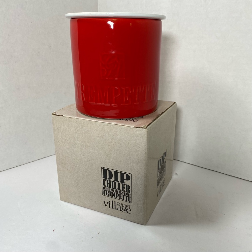Gourmet Du Village Dip Chiller Bistro Collection Trempette 2 Piece Red White New